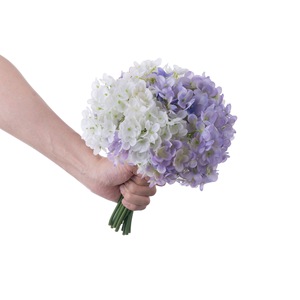 Fleurs artificielles d'hortensia Ningruoxin'an, blanches et violettes, branche unique, décoration intérieure, artisanat de mariage - Product Image 5