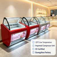 Vitrine congélateur à glace en verre incurvé, armoire à gelato commerciale en acier inoxydable, personnalisation OEM disponible