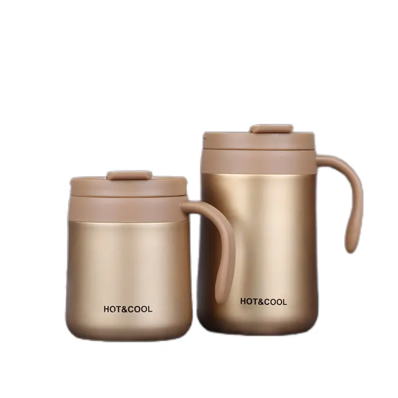 Taza de café de acero inoxidable de doble pared, taza de escritorio de Metal aislada, taza de viaje, 350ml, 500ml