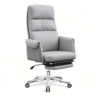 Chaise de bureau pivotante ergonomique moderne de luxe léger en cuir véritable de FoShan, avec dossier haut, design épuré et confort optimal
