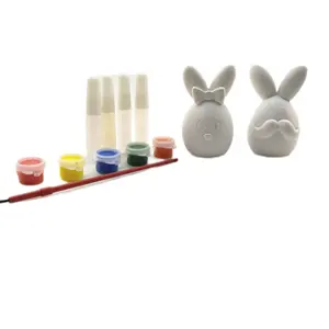 Pinta tu propia estatua-conejo Decoración de Pascua Moldes de yeso Caja de color Personalización personalizada Huevo de Pascua Productos de Pascua