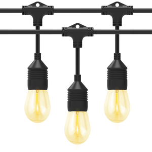 Cadena de bombillas Edison S14 de 24 piezas de 48 pies de grado comercial para exteriores, luces de Navidad de servicio pesado conectables para interiores, IP65 ETL enumerado - Product Image 1