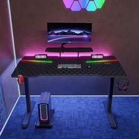 Bureau de jeu RGB 140 cm pour commande en gros avec support d'écran, porte-gobelet et crochet pour casque