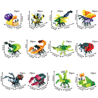 Ensemble de blocs de construction sur le thème des insectes de dessin animé avec petites et moyennes particules pour enfants, jouet éducatif à assembler, cadeau de vacances, cadeau de fête