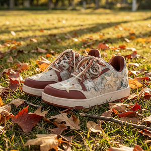 2026 Trending Patchwork Casual Sneakers Star Decor Color <b>Block</b> Board Shoes Multi‑Color Braided Laces Thick Sole Men's Shoes - Product Image 2