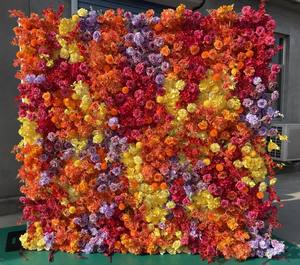 Panel de Pared Floral Enrollable A-1414, Cortina de Fondo con Diseño de Rosas en Degradado, Pared de Flores Artificiales de Seda para Decoración de Bodas - Product Image 5