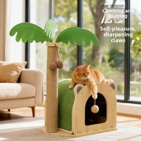 Grand arbre à chat en bois avec design de grotte simple et confortable, jouet et griffoir pour chat résistant aux rayures, toutes saisons