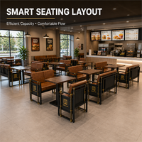 Ensemble de mobilier pour restaurant de restauration rapide avec banquettes, tables à manger, chaises, taille et couleur personnalisées pour les chaînes de restaurants QSR