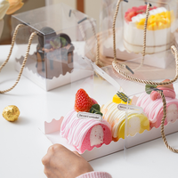 Boîte à gâteau transparente en plastique avec poignée en corde, emballage jetable transparent pour la pâtisserie, idéale pour les anniversaires, les mariages et les boulangeries