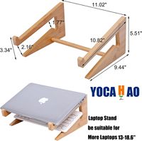 Support vertical en bois pour ordinateur portable de 13 à 18,6 pouces, support en bambou pour bureau, artisanat en bois