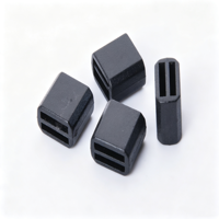Attaches de sangle rectangulaires en plastique noir mat à double fente, boucles de retenue de sangle à double canal pour l'organisation des sangles de sac à dos