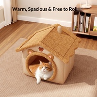 Nichoir en tissu semi-fermé pour chats, toutes saisons, épaissi, universel, en forme de maison