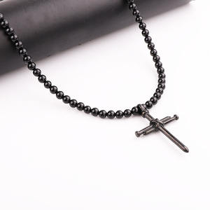 <span class=keywords><strong>Collana</strong></span> <span class=keywords><strong>Rosario</strong></span> con Croce Regolabile, Lunga <span class=keywords><strong>Collana</strong></span> di Gesù con Perline, Alta Qualità in Onice Opaco e Occhio di Tigre, Collane da <span class=keywords><strong>Uomo</strong></span> in Acciaio Inossidabile - Product Image 5