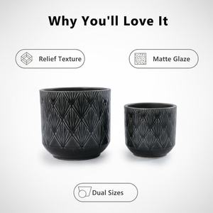 Maceta <span class=keywords><strong>de</strong></span> Cerámica <span class=keywords><strong>con</strong></span> Acabado Esmaltado, Duradera, para Suculentas, para Uso en Interiores y Exteriores - Product Image 5