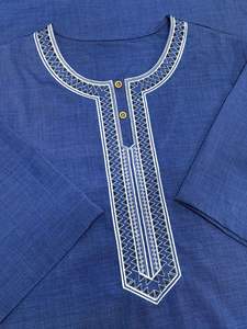 ชุดโธบปักลายโมร็อกโกสำหรับผู้ชาย แขนสั้น ผ้าพรีเมียมสำหรับเ<span class=keywords><strong>ท</strong></span>ศกาลอีด ซาอุดิอาระเบีย เสื้อผ้าอิสลาม ขายส่ง ชุดโธบผู้ชาย - Product Image 4