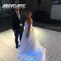 Plancher de danse en acrylique facile à installer, 2x2 pieds, imperméable, blanc brillant, 16 pixels, dalles de plancher de danse LED étoilées pour mariage