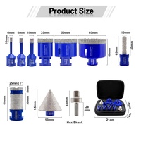 Kit de 10 forets diamantés OEM brasés sous vide 5/8''-11 pour chanfreinage et fraisage, avec adaptateur à queue hexagonale