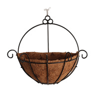 Panier suspendu mural de style européen en fer forgé, panier à fleurs, panier suspendu en forme de palmier de coco, pot de fleurs en forme de noix de coco