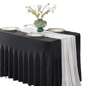 Tavoli rettangolari <span class=keywords><strong>da</strong></span> 6 piedi verdi in Spandex elasticizzati antirughe in un pezzo con gonna <span class=keywords><strong>da</strong></span> tavola natalizia - Product Image 5