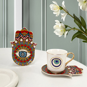 Turkish Blue Eye <span class=keywords><strong>caffè</strong></span> tazza e piattino Set 200ml fatto a mano in ceramica simbolo di protezione del Nazar per Home Cafe regalo all'ingrosso - Product Image 5