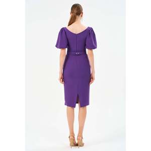 Veste décontractée chic pour femme DANS, couleur violette, manches longues, col rond, motif uni, épaisseur standard, toutes saisons, modèle 1560 - Product Image 2
