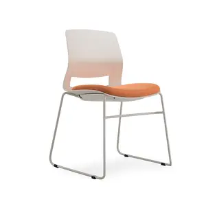 Kursi pelatihan konferensi baja padat 12mm, kursi Modern dapat ditumpuk untuk rapat konferensi kantor dengan tempat duduk nyaman