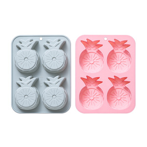4-Cavity <b>Pineapple</b>‑Themed Silicone Cake Molds Food-Grade Reusable Cute Silicone Magnetic Chocolate, Candy & Ice DIY Mold - Product Image 1