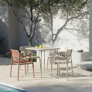 ชุดเฟอร์นิเจอร์กลางแจ้งทำจากเหล็กเนื้อแข็งธรรมชาติโต๊ะคาเฟ่และเก้าอี้สำหรับลานสวนสวนร้านน้ำชานมใช้ในเชิงพาณิชย์ - Product Image 2