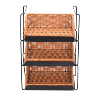Étagère de rangement sur pied à quatre niveaux en osier tressé, multifonctionnelle, finition thermolaquée, pour bureau, avec compartiments