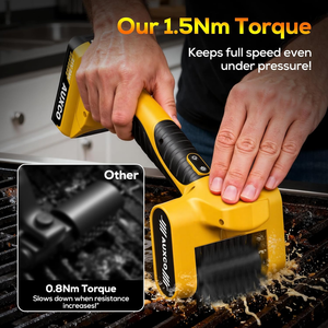 Brosse de nettoyage pour barbecue avec lumière LED, électrique sans fil 21V, 700 tr/min, rouleau en acier inoxydable, rechargeable, robuste - Product Image 3