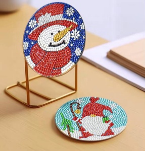 Kit de sous-verres de Noël DIY en peinture diamant 5D, motif bonhomme de neige, 6 pièces avec support - Product Image 5