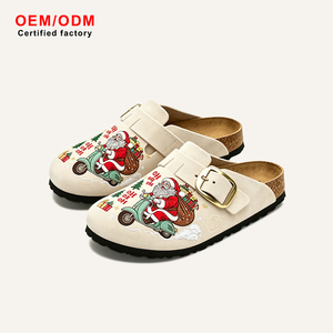 Mules en daim de vache de Noël, sabots à semelle en bois, confortables, souples, antidérapants, légers, décontractés, style plat, chaussures tendance - Product Image 1