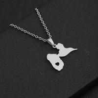 Colliers chaîne avec carte de la Guadeloupe du fabricant HY, en acier inoxydable argenté, plaqué or 18 carats, pendentif drapeau de la Guadeloupe