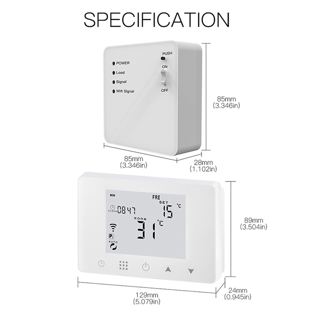 HY09RF-WIFI Smart Life LCD Display Programmable Digital Wireless Room Thermostat Remote Control by Mobile Phone Work with Tuya