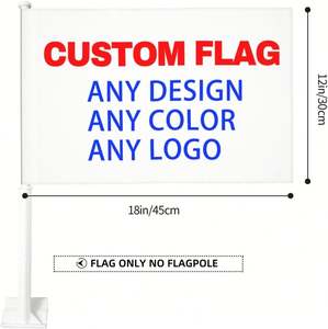 Drapeaux de voiture personnalisés en polyester double face - Design personnalisé 18x12 pouces Cadeaux de voyage en plein air - Product Image 3