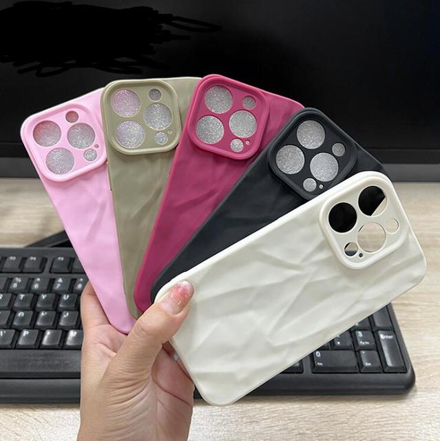 For iPhone 7 to 16 Pro MAX Ins Style Wrinkles Soft TPU Wholesale Mobile Phone Protective Back Cover Case