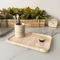 Plateau de rangement rectangulaire en marbre poli Telazzo contemporain pour salon - Type sur pied, flexible, multifonction, facile à nettoyer, simple