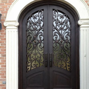 ประตูเหล็กฝรั่งเศสแบบหรูหราพร้อมแผงกระจกและโครงเหล็กสำหรับบ้าน สำนักงาน และการใช้งานเชิงพาณิชย์ เหล็กเส้นขนาด 14x14 มม. - Product Image 1
