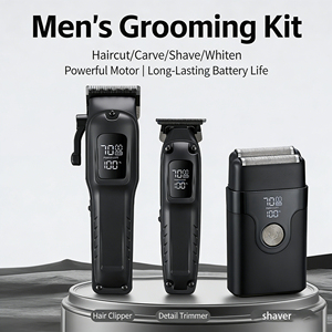 Set Regolabarba e Tagliacapelli Multifunzione in Metallo per <span class=keywords><strong>Uomo</strong></span>, Ricaricabile USB, Senza Fili, per Hotel - Product Image 3
