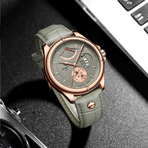Montre homme POEDAGAR, mode, luxe, sport, montre-bracelet homme, étanche, lumineuse, cuir, date, quartz, avec boîte. - Product Image 3