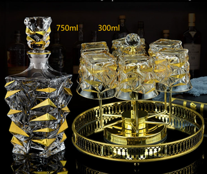 Ensemble de verres à <span class=keywords><strong>whisky</strong></span> et à vin rouge de luxe <span class=keywords><strong>français</strong></span>, verre en cristal européen haut de gamme avec fil doré importé pour la maison ou comme cadeau - Product Image 2