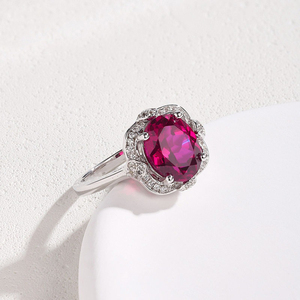 SGARIT custom Luxury Women's 14K <b>gold</b> Oval Ruby <b>Cocktail</b> <b>Ring</b> Pave Setting Engagement Party Jewelry LAB gemstone Jewelry - Product Image 2