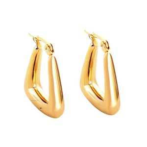 Boucles d'oreilles créoles géométriques en acier inoxydable plaqué or 18 carats pour femme, bijoux de mode pour tous les jours - Product Image 5