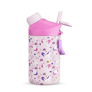 Manufacturer 2024 Cartoon Pink Kids Water Bottle Bpa Free With Straw For Kids School