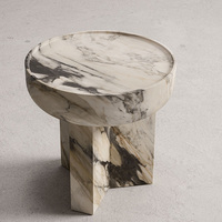 Table d'appoint Dream Home en marbre massif avec plateau en forme de bol à rebord encastré, piétement géométrique fendu, mobilier de décoration intérieure