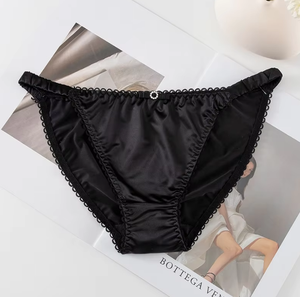 Culotte string sans couture en soie glacée pour femme, taille basse, lingerie sexy avec strass - Product Image 6