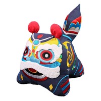 Poupée Lion en Tissu Brodé Faite à la Main Style Chinois, Décoration Danse du Lion, Logo Personnalisé de Haute Qualité, Célébration du Centième Jour du Bébé