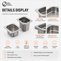 Bac Gastronorme GN 1/12 en Acier Inoxydable pour Traiteur, Conteneur Bain-Marie, Insert pour Table à Vapeur, Préparation Buffet, Stockage