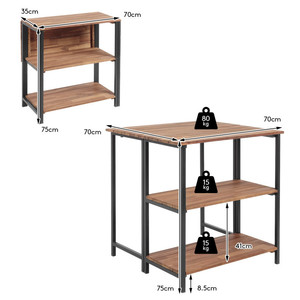 Table d'appoint en fer forgé minimaliste moderne, style américain, en acier et bois, avec rangement, carrée, pour l'approvisionnement transfrontalier - Product Image 3