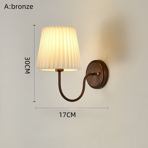 American Retro Single Head LED Wall French Country Style Tela de hierro para dormitorio Mesita de noche Sala de estar E14 Espejo de pared Faro - Product Image 2